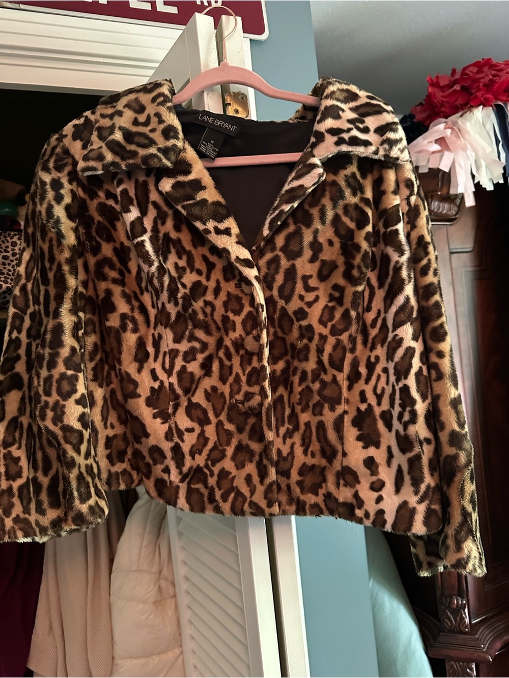 Lane Bryant Leopard-Print Faux Fur Bomber Jacket - Brown & Black